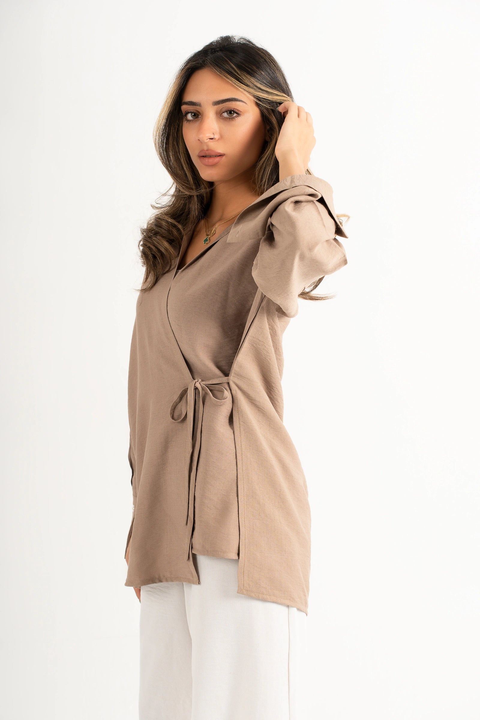 Coffee Wrapped Blouse