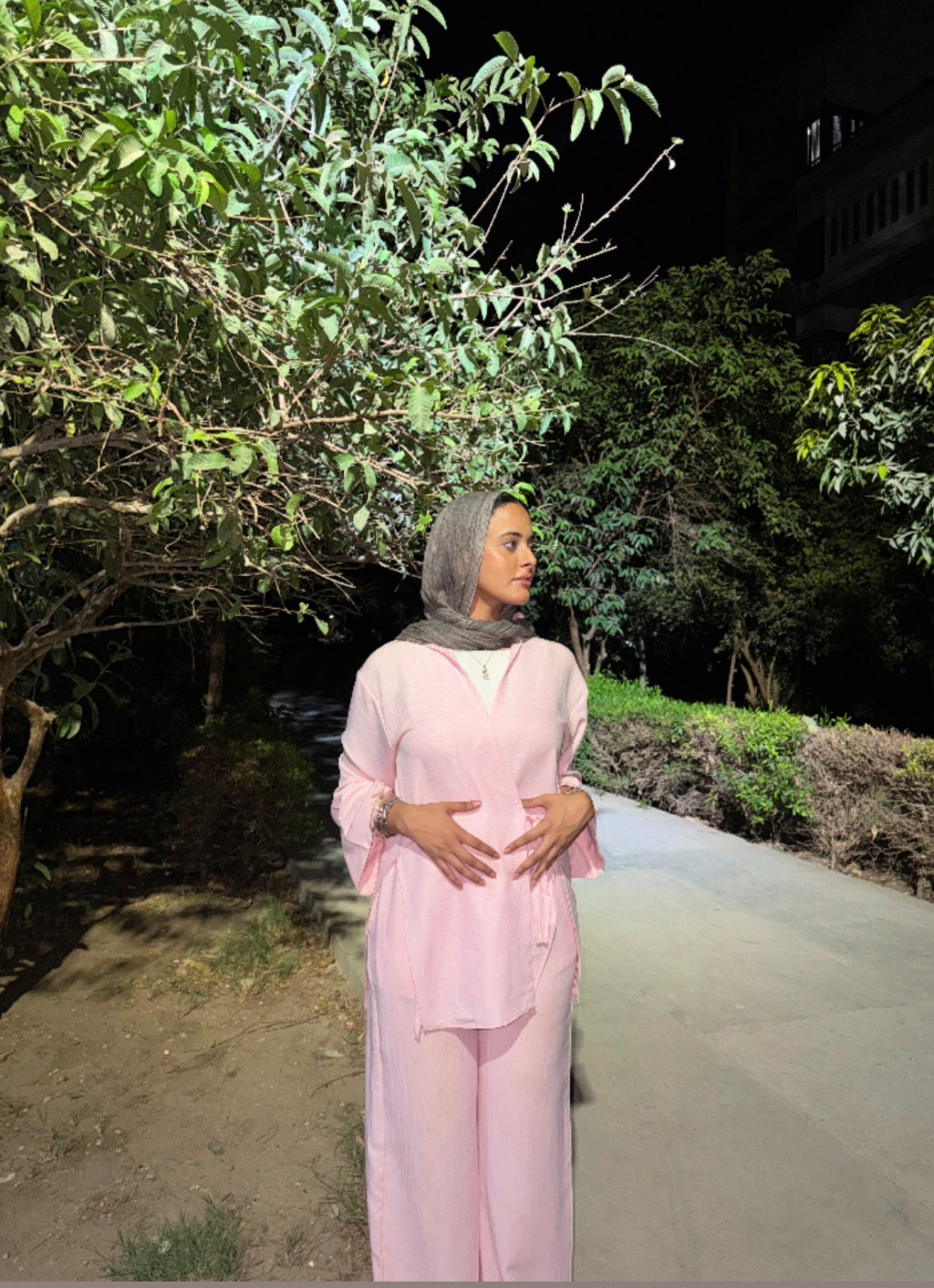 Linen wrap top in baby pink