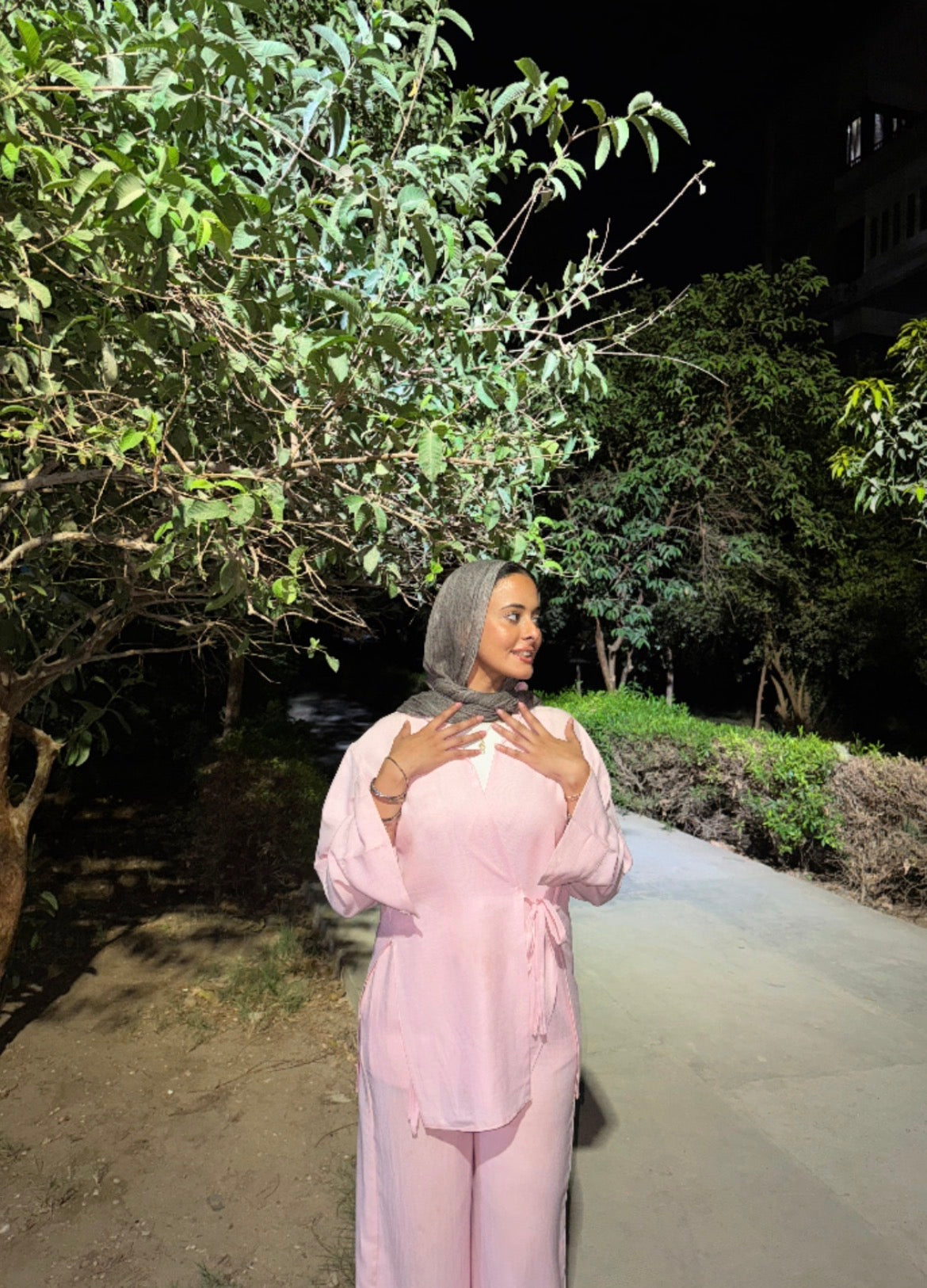 Linen wrap top in baby pink