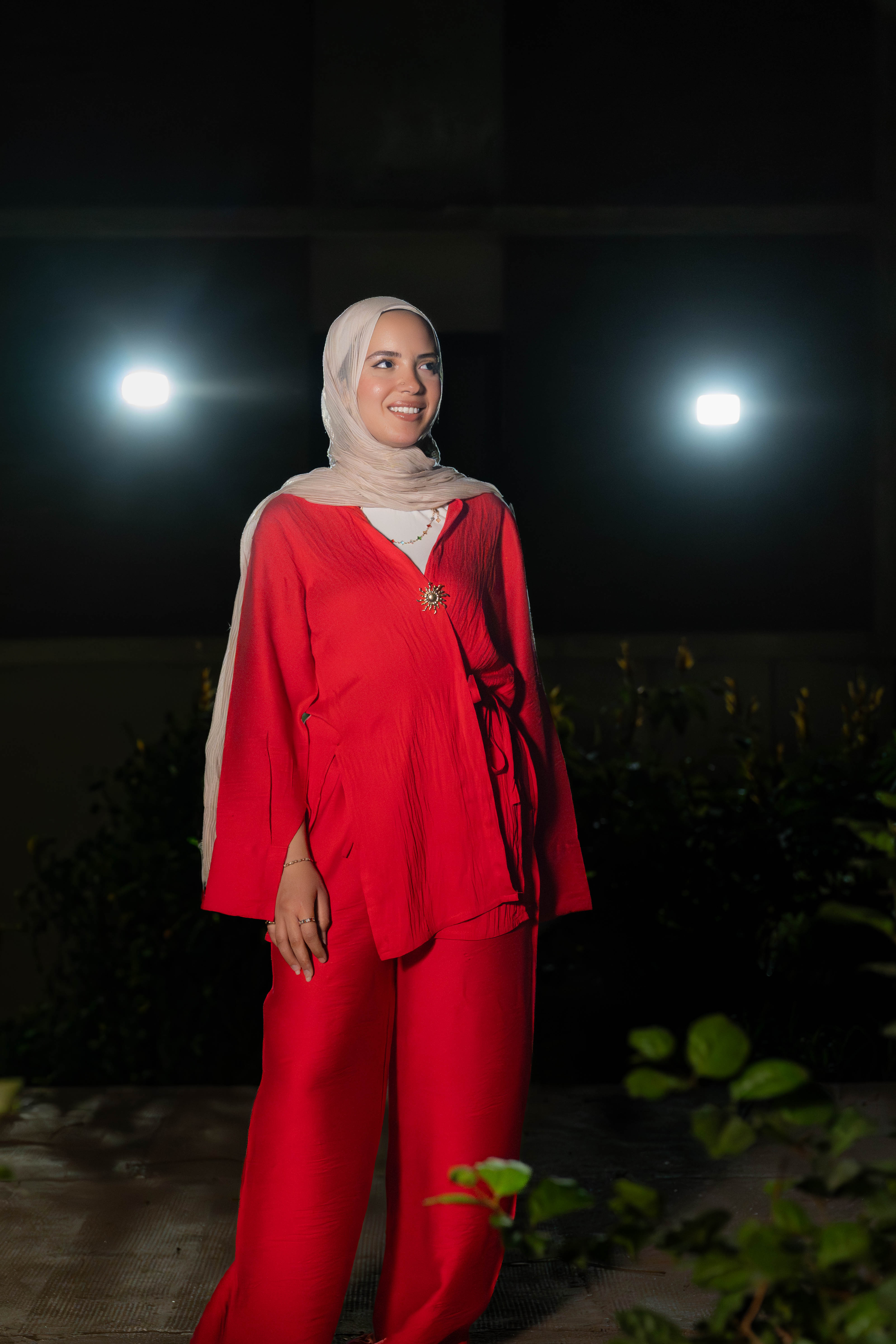 Linen wrap top in red