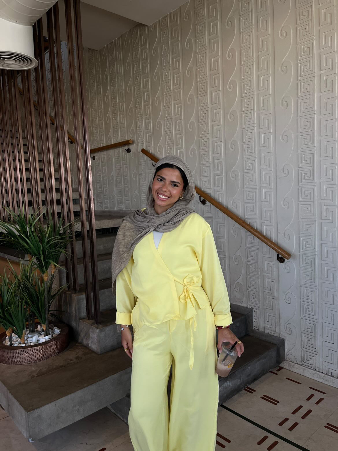 linen wrap top in butter yellow